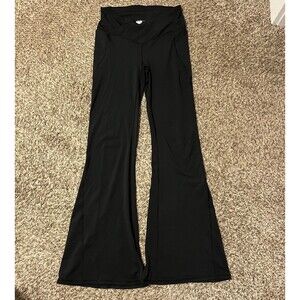 Fabletics PureLuxe Black High-Waisted Crossover Flare Leggings Size M
